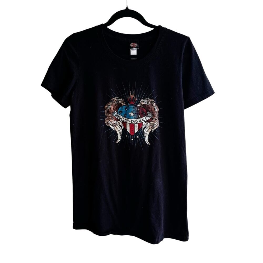 Harley-Davidson Heart & Wings Black T-Shirt Women's Large